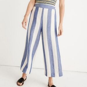 Madewell huston striped linen crop pants